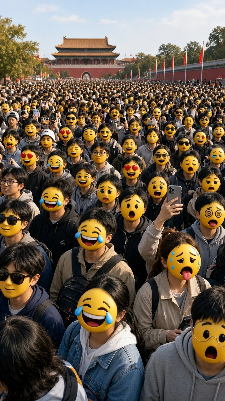 黄金周立体表情人海